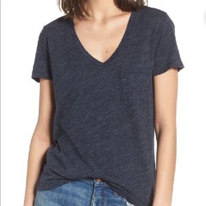 Madewell Whisper Cotton V-neck Tree Heather Indigo